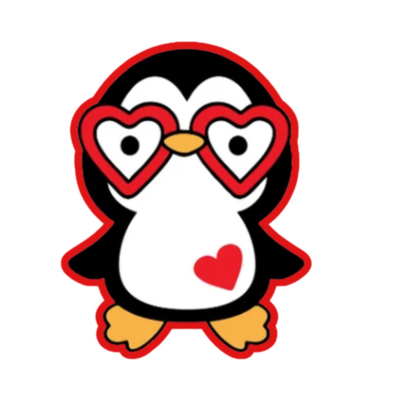 Penguin with Heart Eyes Cookie Cutters with Stamp Size Option